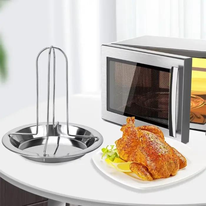 Support de rôtissoire Vertical pour poulet en acier inoxydable, avec plateau d'égouttage, outils de gril pour rôtir du poulet, dinde, canard, fournitures de cuisine