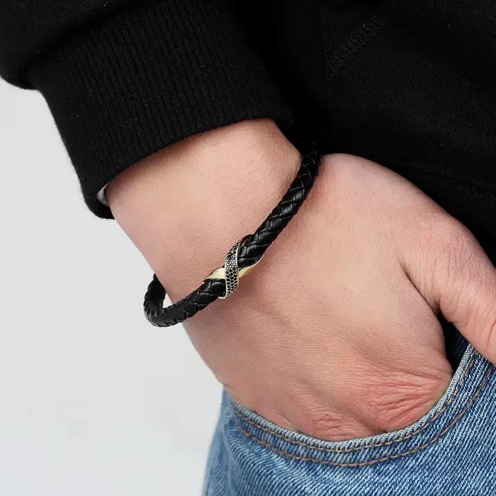 XQNI Infinity Logo Design Bracelet en cuir pour hommes croix luxe en acier inoxydable bijoux cadeau bracelets avec boucle magnétique