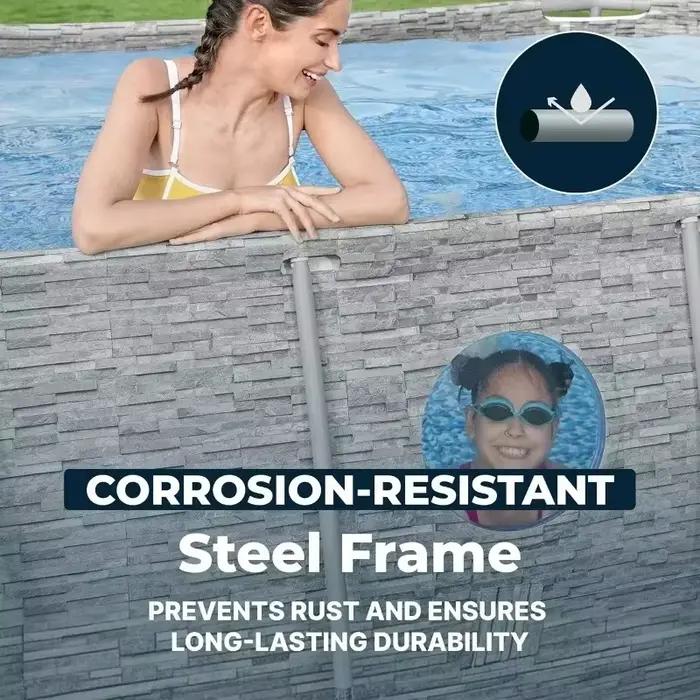 Piscine hors sol ovale Bestway Power Steel Swim Vista, structure métallique personnalisée pour jardin extérieur
