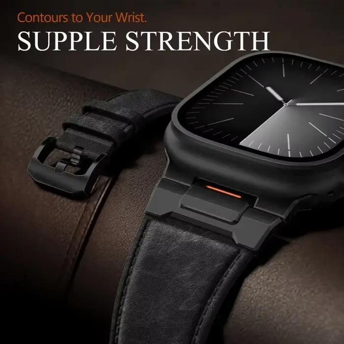 Bracelet en cuir pour Apple Watch Ultra 3/2/1 49mm 46mm 45mm 44mm, bracelet de luxe pour hommes pour IWatch Series 11 10 9 8 7 6 5 SE 3 Correa