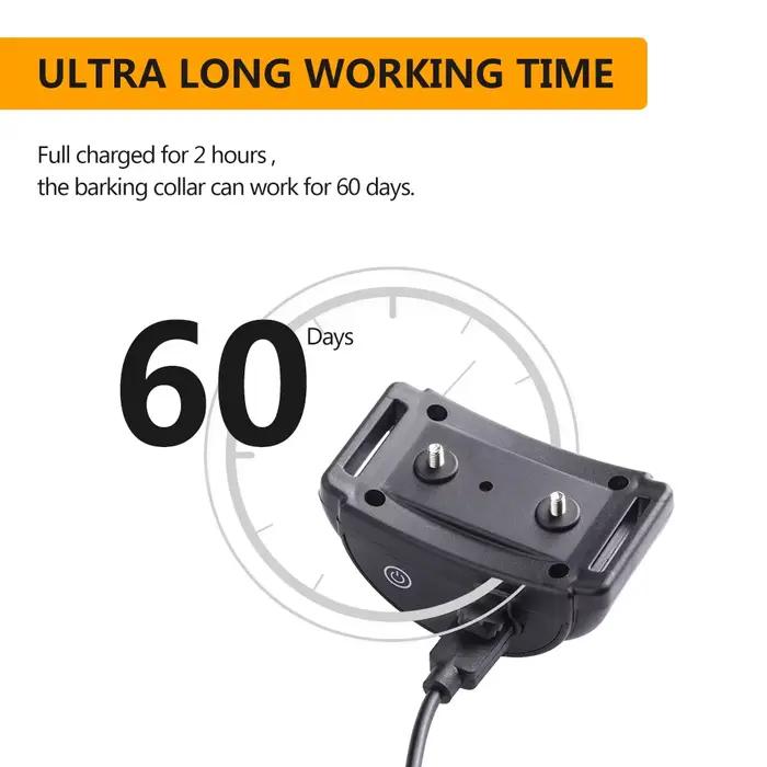 Collier anti-aboiement pour chiens, collier d'arrêt automatique rapide, 45 jours, temps de travail Ultra Long, affichage LED, Mode 3 fonctions T/V/S