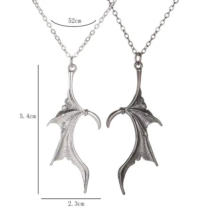 Collier de Couple ailes du diable, gothique, chauve-souris, amour, collier d'épissure, rétro Punk Hip Hop, pendentif en forme de cœur, bijoux