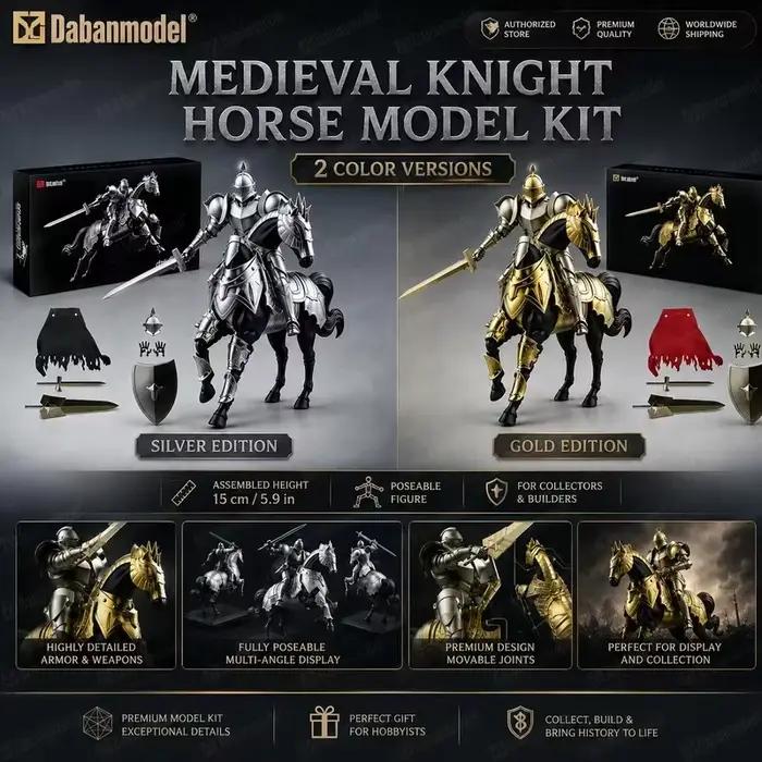 Kit de Modélisme Chevalier Médiéval à Assembler, Figurine Soldat Articulée en Armure Métallique de 15 cm, Jouet DIY de Collection