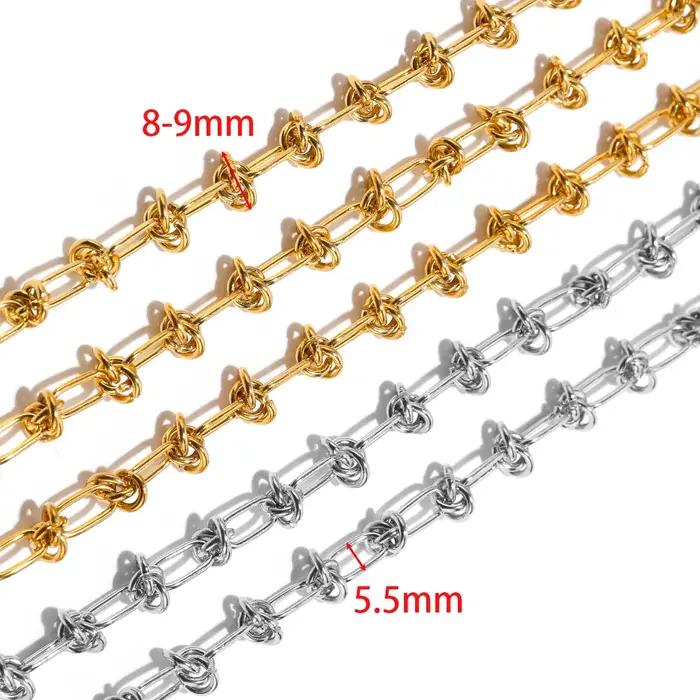 Chaîne en acier inoxydable 9mm DIY grosses noeuds pour hommes bracelets et colliers hip hop occasions spéciales