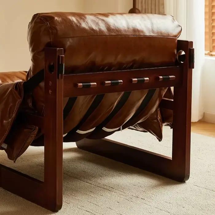 Fauteuils inclinables en cuir pour salon, fauteuils d'appoint relaxants de style nordique, canapé confortable, fauteuil de balcon