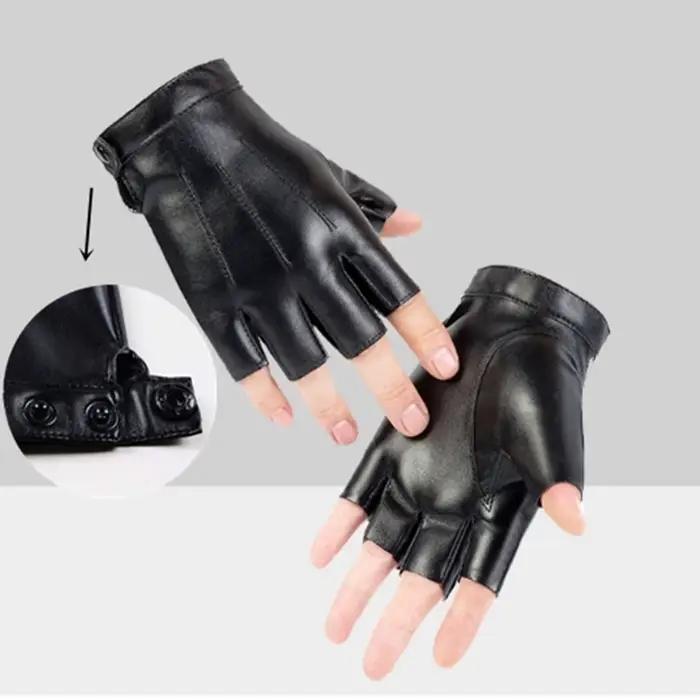 Une paire de gants demi-doigts et de gants sans doigts pour sports de plein air en simili cuir Pu pour hommes et femmes