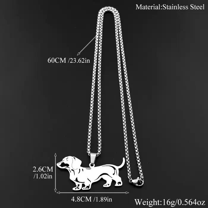 Collier pendentif Doxie Sausage Dog pour femmes et hommes, en acier inoxydable, collier adorable en forme de Teckel Long Doggie Low Rider, bijou cadeau