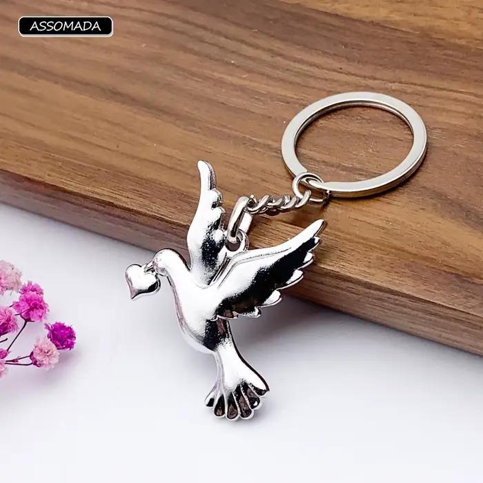 Porte-clés coeur colombe de la paix, clé de voiture Pigeon, cadeau pour femme, homme, fille, garçon, ornement, vente en gros, livraison directe