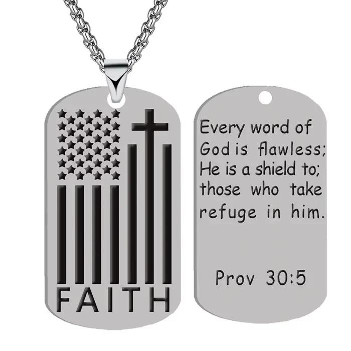 Collier pendentif croix avec étiquette de chien pour hommes, renforcement du Corage, bijoux en acier inoxydable, cadeau