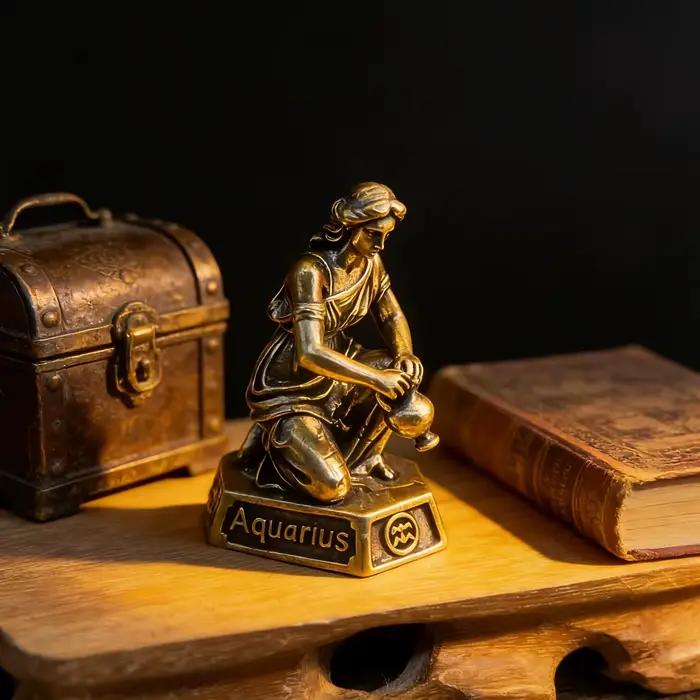 Signes du zodiaque en laiton faits à la main - Statues de constellations vintage, objets de collection pour la décoration de la maison/du bureau