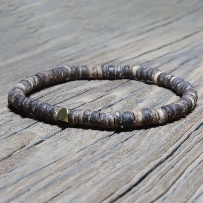 Bracelet en Bois 100% Naturel pour Homme, Minimaliste, Bouddha Perlé, Alpinisme, Méditation, Yoga, Cadeau pour Lui