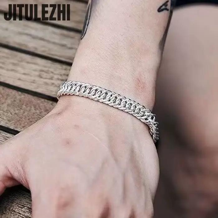 Bracelet cubain en argent regardé 925 pour homme