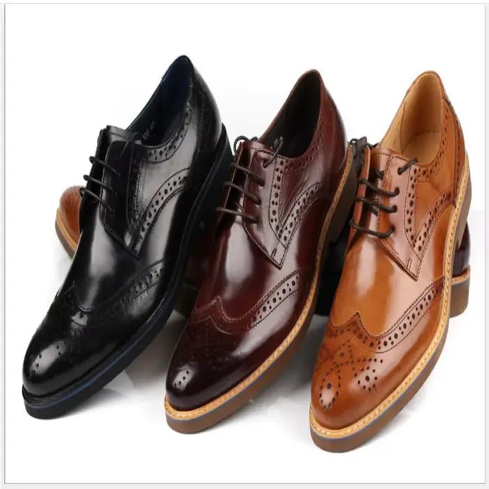 Chaussures en cuir pour hommes, lacets, sculptées, en cuir véritable. Robe d'affaires, mariage, robe, amour, haut de gamme, style