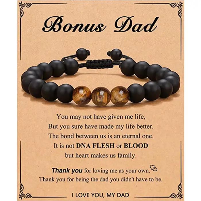 Bracelets en pierre naturelle pour la fête des pères, cadeaux pour papa, fille, fils, anniversaire, mari, homme