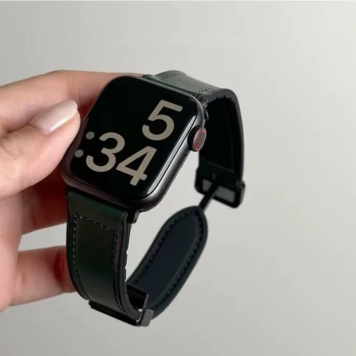 Bracelet en cuir et Silicone pour Apple Watch, Ultra 49mm 44mm 45mm 41mm 46mm 40mm 42mm, Bracelet magnétique iwatch série 10 9 8 7 6