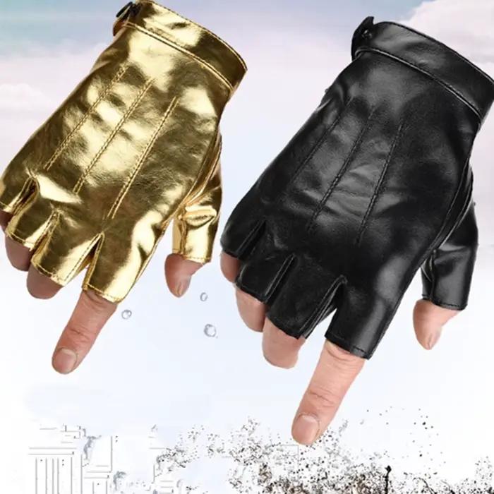 Une paire de gants demi-doigts et de gants sans doigts pour sports de plein air en simili cuir Pu pour hommes et femmes