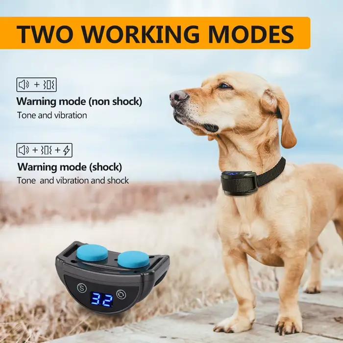 Collier anti-aboiement pour chiens, collier d'arrêt automatique rapide, 45 jours, temps de travail Ultra Long, affichage LED, Mode 3 fonctions T/V/S