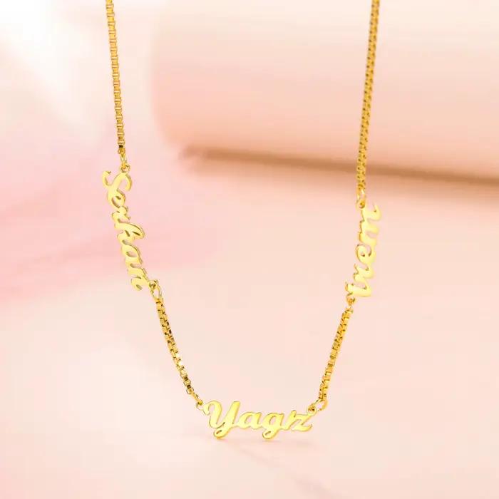 Collier personnalisé à plusieurs noms pour femmes, bijoux avec nom personnalisé, ras du cou en acier inoxydable, boîte de cou, chaîne, cadeau pour ami et famille