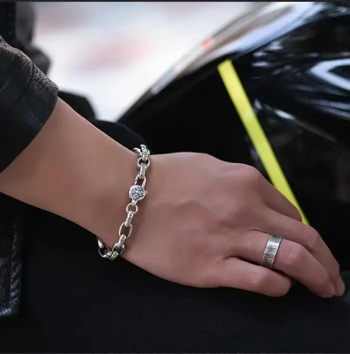 Prix d'usine - Bracelet en argent sterling S925 avec mantra à six caractères, de haute qualité, pour hommes et femmes, bijoux tendance rétro, cadeau