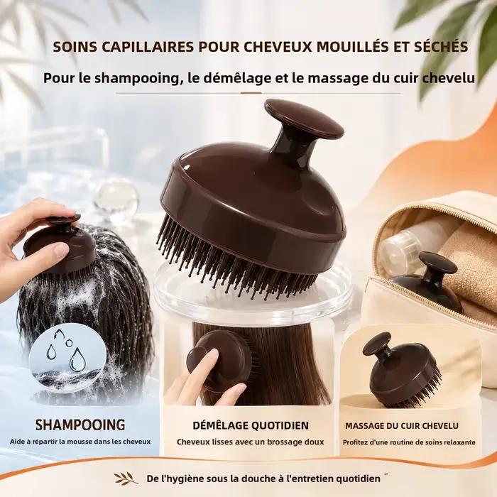 Brosse de massage du cuir chevelu pour shampoing, à poils double longueur, démêlante pour cheveux humides et secs, avec poignée ergonomique pour hommes et femmes, pour soins capillaires sous la douche