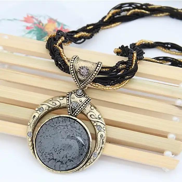 Collier Vintage bijoux mode populaire rétro bohême Style multicouche perles chaîne cristal Grain pendentif