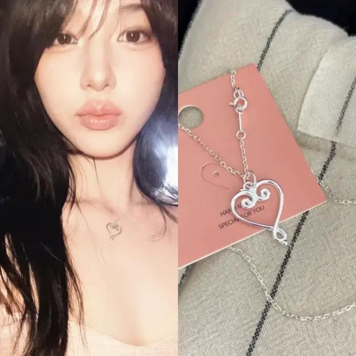 Collier de style identique à celui de ARin du groupe de filles coréen OH MY GIRL, collier d'amour de haute qualité, chaîne de clavicule féminine haut de gamme