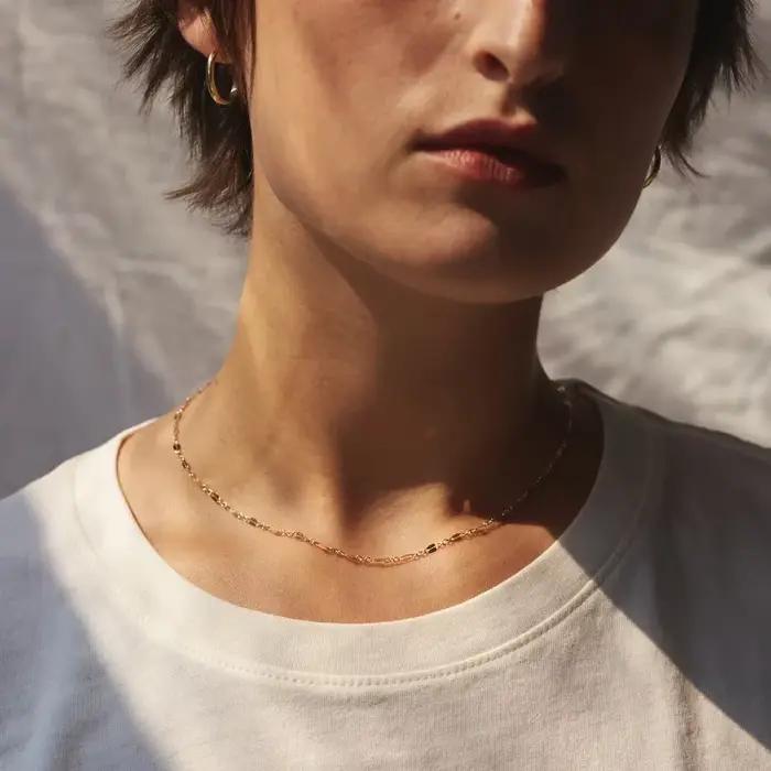 Collier doré en acier inoxydable pour femmes, 35cm, chaîne de cou, qualité de luxe, bijoux à faire soi-même