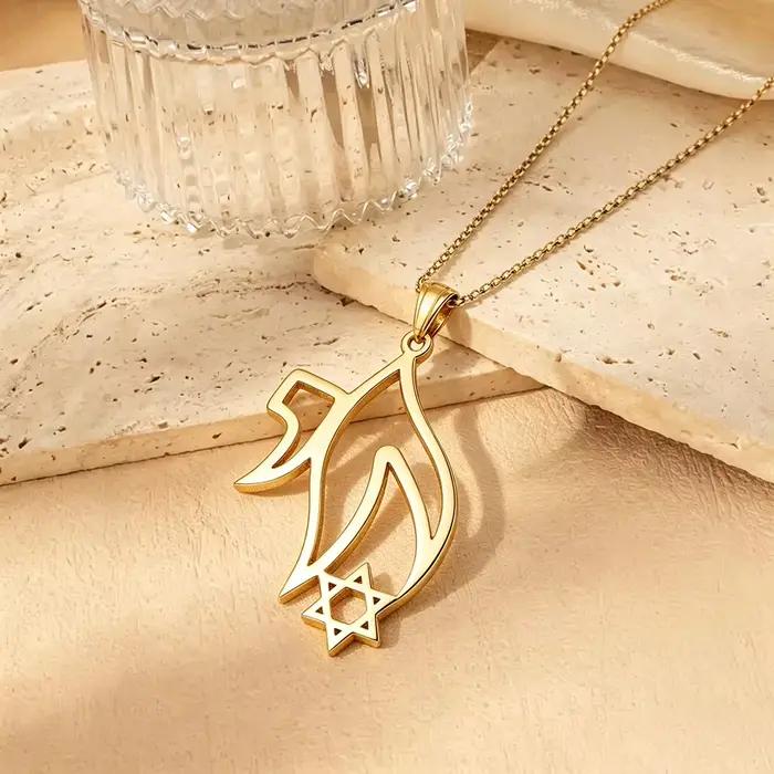 Collier Étoile de David Chai, Pendentif Chai Juif Hébreu, Bijou Amulette Kabbalah, Cadeau Hanouka Juif Chrétien pour Femmes et Hommes