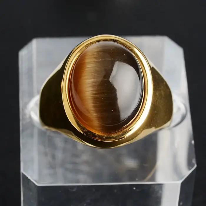 Bague en acier inoxydable avec pierre d'opale pour hommes et femmes, matiques vintage rétro, vente en gros d'usine, nouveau, 2022