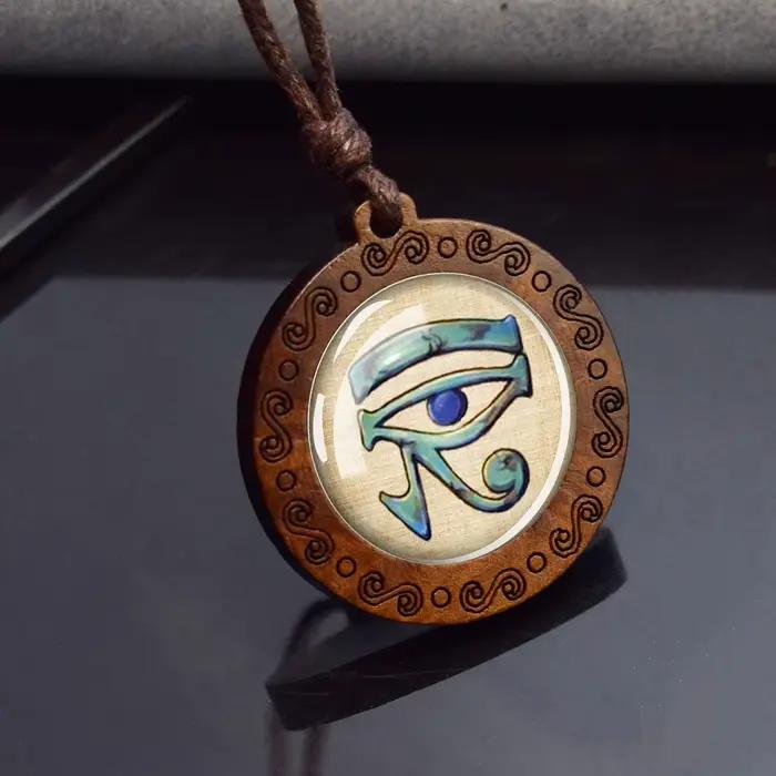 Pendentifs de l'egypte ancienne Ankh Anubis Scarab Sphinx Isis déesse pendentif en bois chaînes de corde collier pour femmes hommes bijoux égyptiens