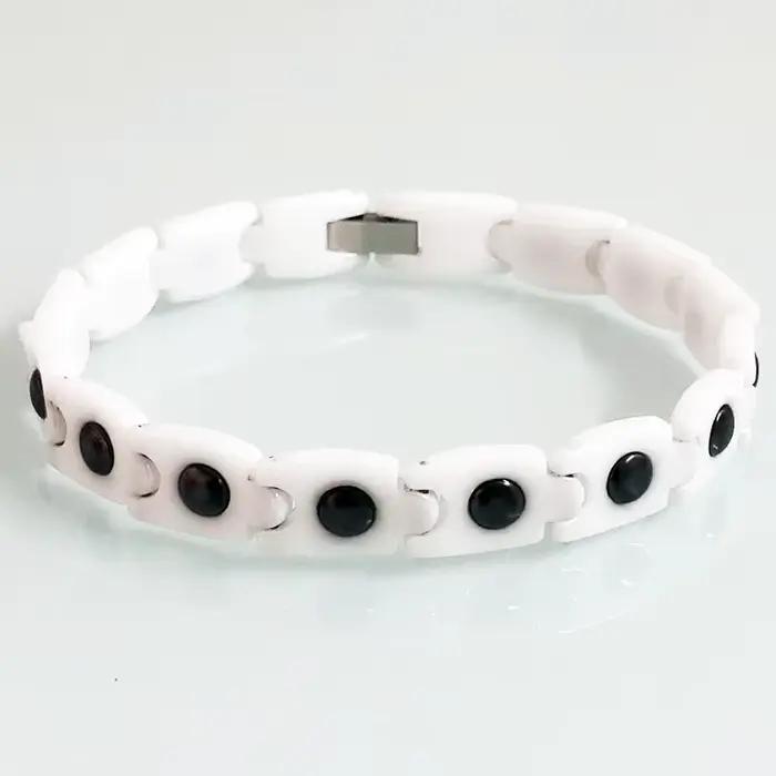 Bracelets bio-magnétiques en céramique noir/blanc pour hommes, bracelet en hématite au germanium, bracelet de couple pour homme et femme, bijoux santé, cadeau