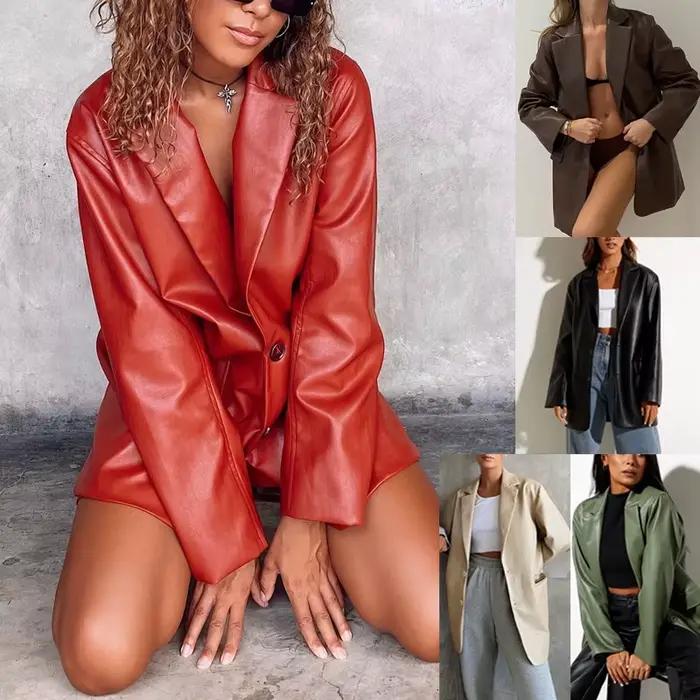 Veste en cuir pour femme automne et hiver nouveau manteau en cuir veste Blazer chaude décontractée pour femme