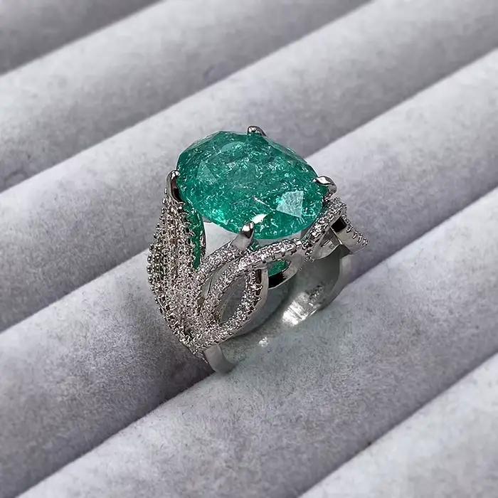Bague à quatre griffes en argent 925, haute définition, classique, rétro, coloré, en zircon ovale, cadeau d'anniversaire, bijoux de fête