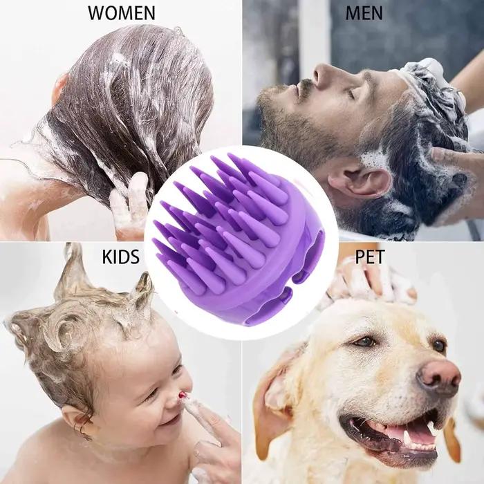 Brosse à shampoing pour épurateur de cuir chevelu avec poils extra longs, brosse de massage du cuir chevelu pour la croissance des cheveux et l'élimination des pellicules