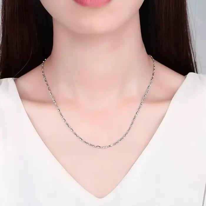 Collier chaîne à maillons en platine PT950 pour hommes et femmes, chaîne minimaliste pour clavicule, bijoux unisexes prêts pour pendentif