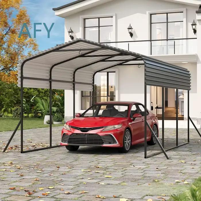 Garage métallique robuste en acier galvanisé avec toit renforcé, base renforcée, pour ombrage extérieur, tracteurs, camions, voitures
