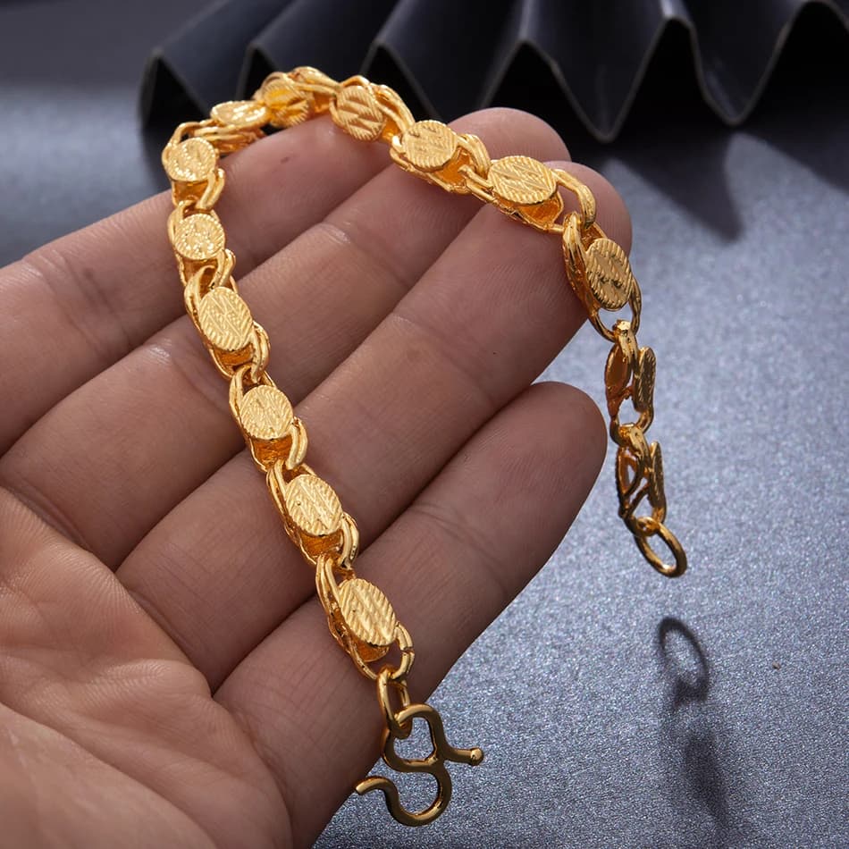 20CM à la mode couleur or hommes Bracelet Couple moyen-orient dubaï Hip Hop Bracelet pour homme femm