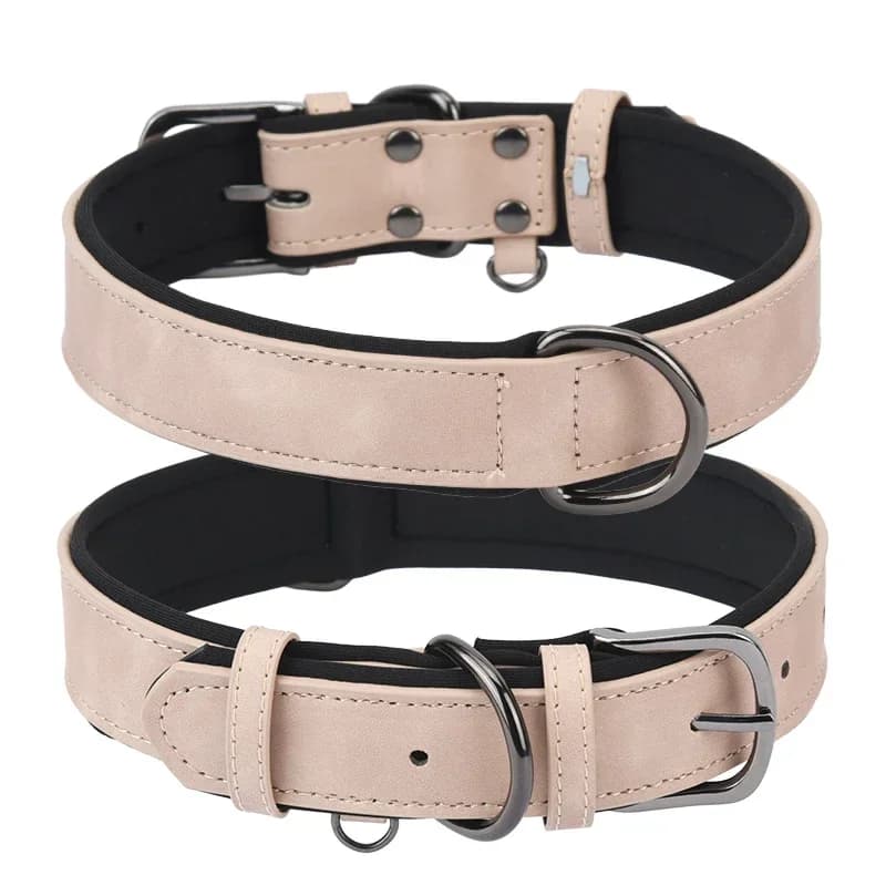 Collier en cuir réglable pour animaux de compagnie, rembourré, durable, petit, moyen, bouledogue, Bu