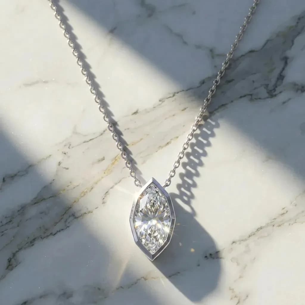 WUIHA – collier avec pendentif en argent Sterling 925, 7x14 MM, coupe Marquise, diamants GRA Moissan