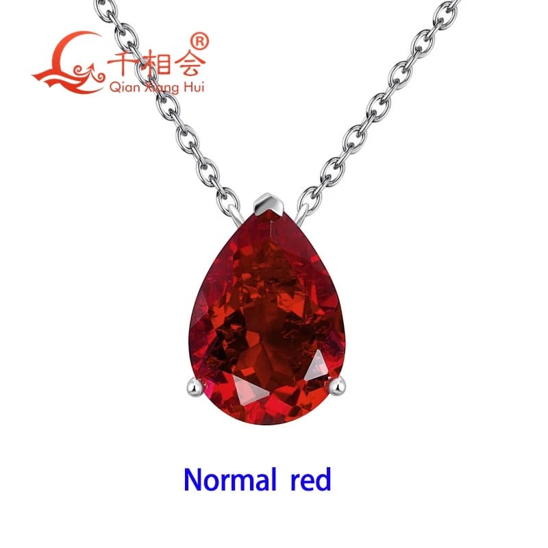 Collier pendentif en argent 925 en forme de poire, 7ct10x14mm, bleu royal/bleu volaille, créé en lab