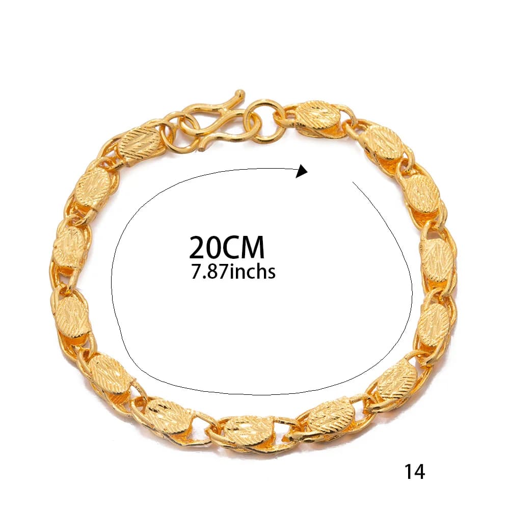 20CM à la mode couleur or hommes Bracelet Couple moyen-orient dubaï Hip Hop Bracelet pour homme femmes