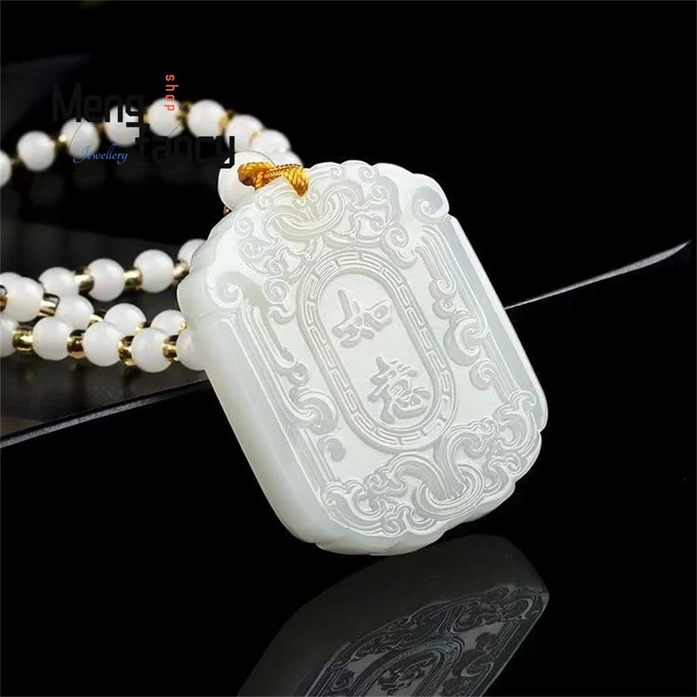 Pendentif Auspicieux en Jade Ruyi de Style Ancien en Jaspe Hetian Naturel, Plaque Porte-Bonheur de Style National, Bijoux de Mode Haut de Gamme pour Couples