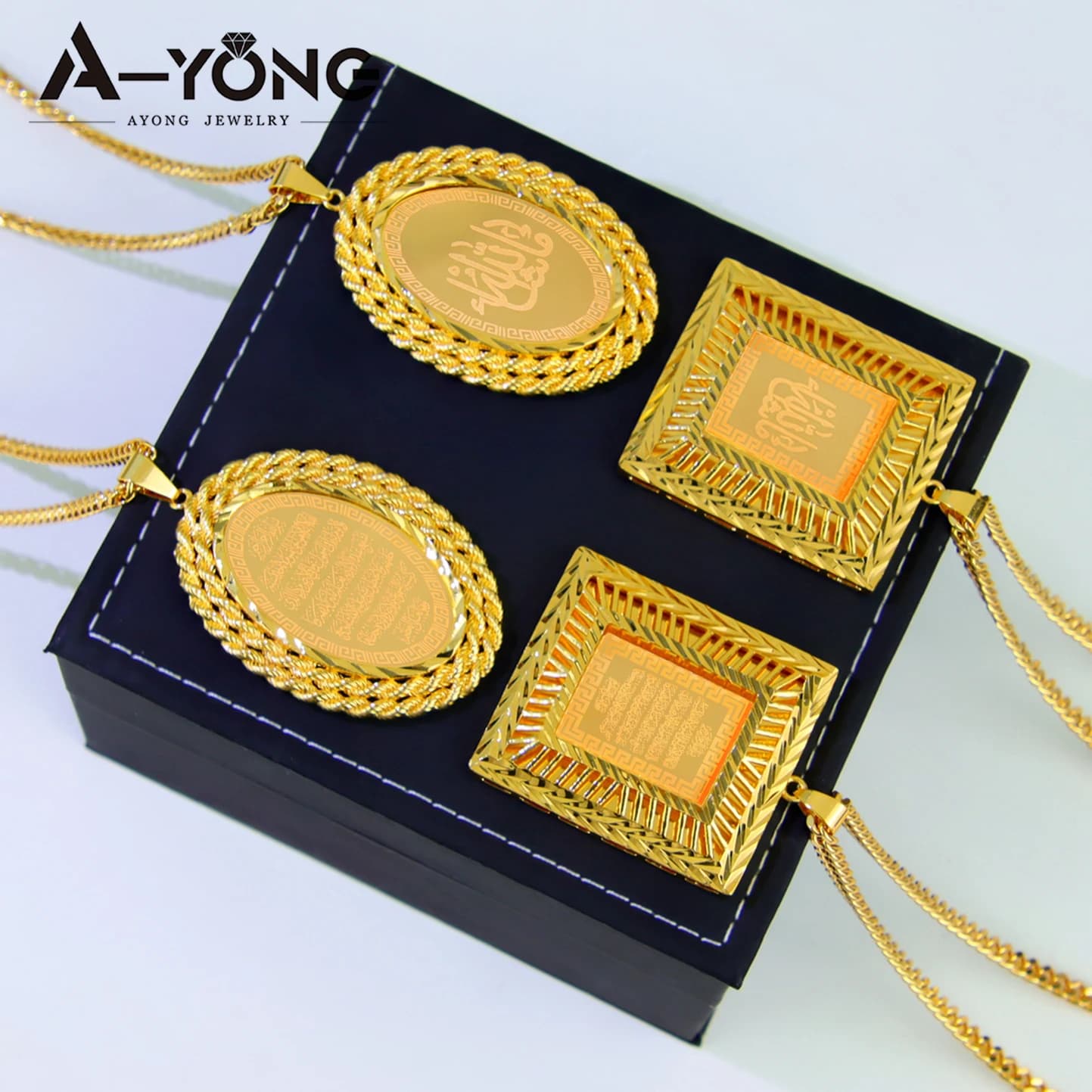 Collier Hip Hop arabe islamique plaqué or 21 carats, pendentif exotique de mode de dubaï, marocain Nigeria, bijoux de fête de mariage pour femmes