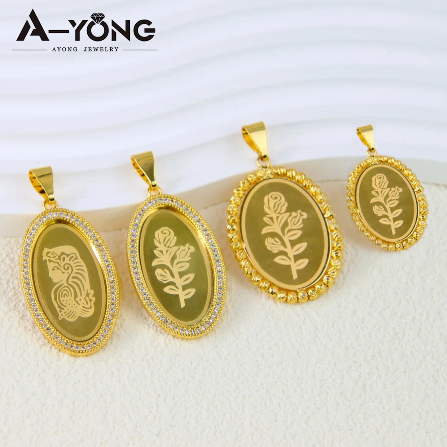 AYONG-Pendentif Arabe Plaqué Or 18K, Collier Ovale Turc de Dubaï, Bijoux Religieux de Mariage, Cadeau pour Femme Patiente